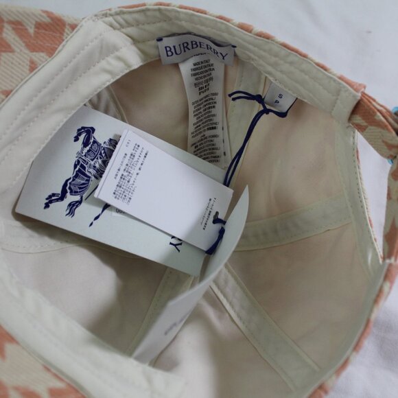 NWT Burberry Sherbet Houndstooth Baseball Twill Hat Cap S